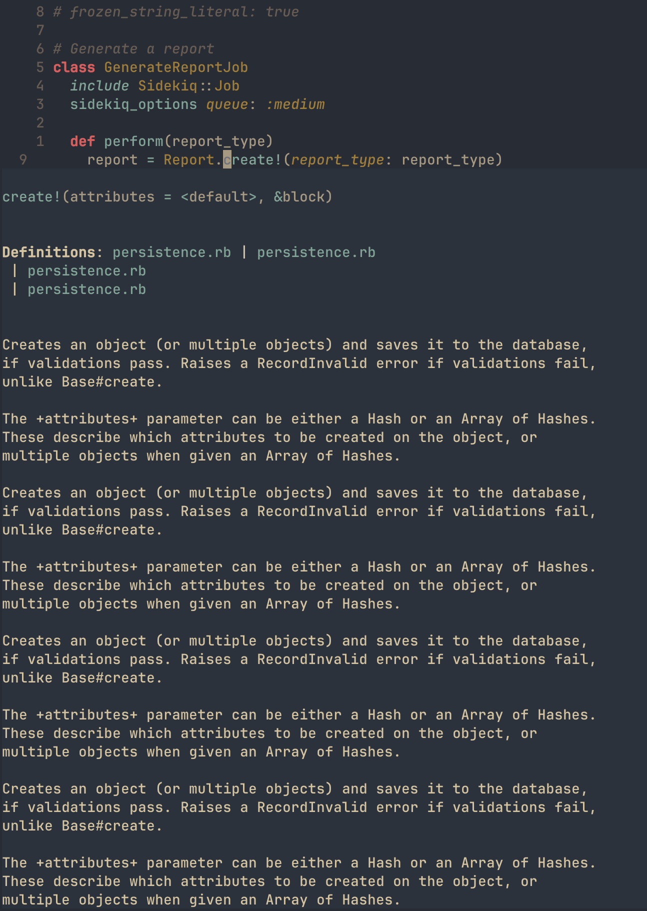 Screenshot of Neovim showing successful lsp hover documentation